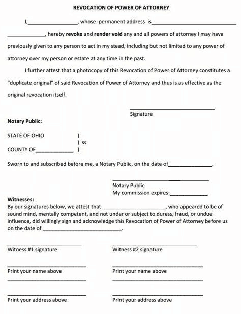 Revocation of Power of Attorney Example